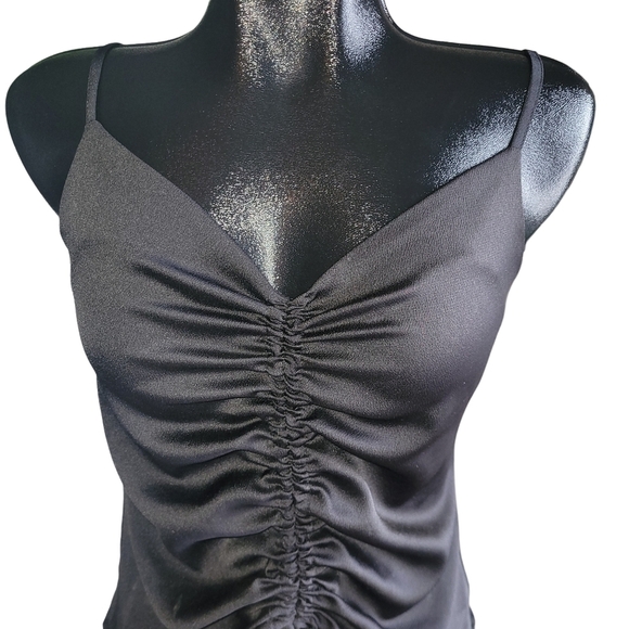 Asos Design Black Drawstring Front Tank  Top 4 - Picture 2 of 7